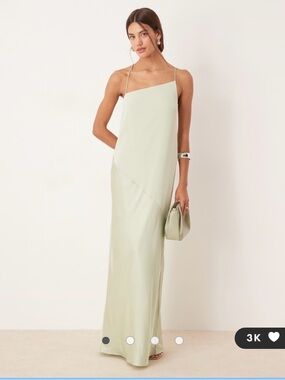 ASOS DESIGN draped satin chiffon cami maxi dress in sage green